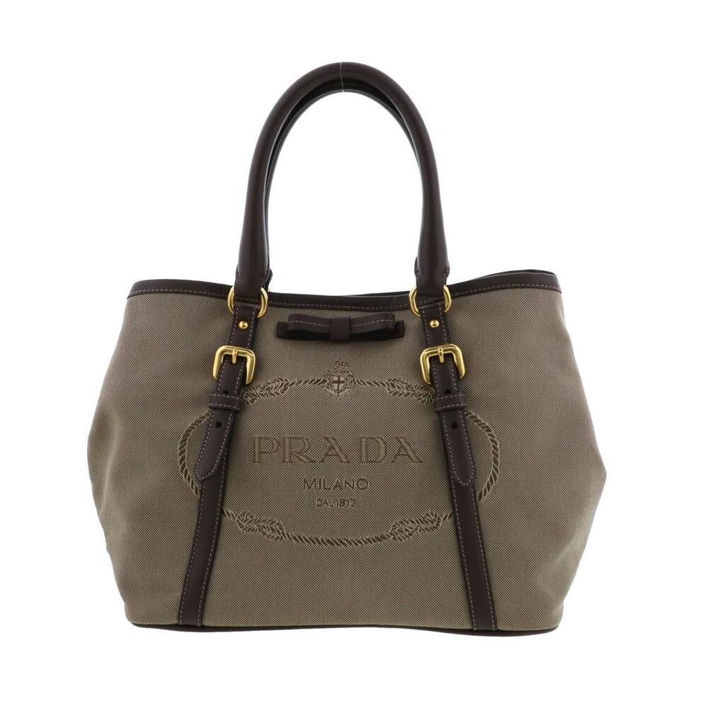 PRADA Jacquard Handbag Beige